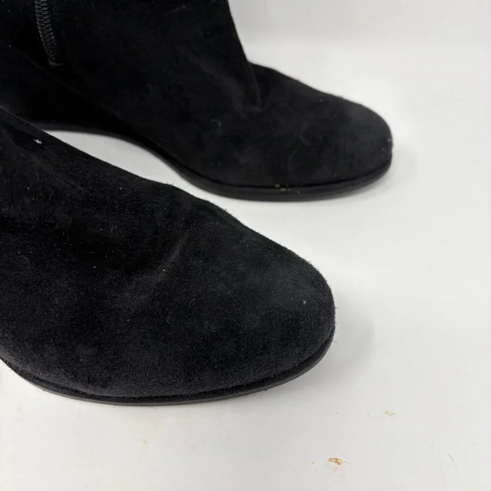 Stuart Weitzman women's suede Fitness wedges 8.5 M black ankle booties - Picture 4 of 11